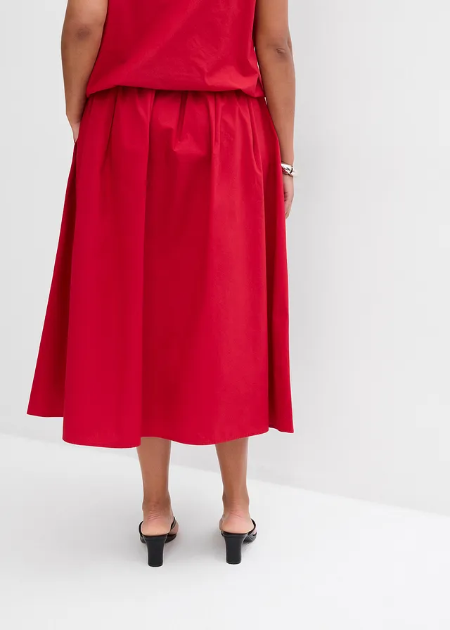 Midirok van puur katoen, Kleur: chilirood