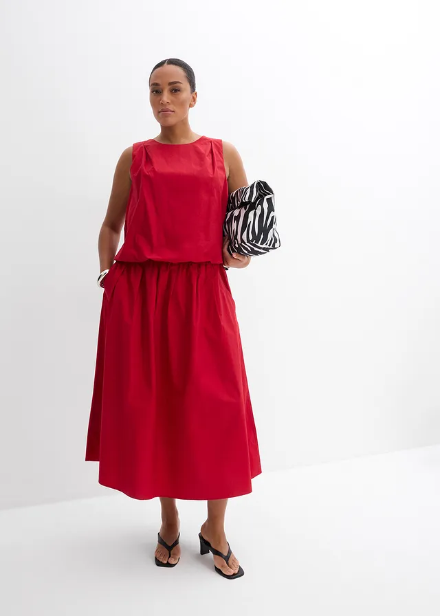 Midirok van puur katoen, Kleur: chilirood