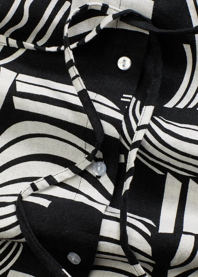 Robe-chemise légère en lin majoritaire • noir-blanc cassé • product-page.page-title-suffix