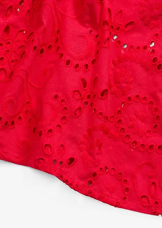 Halenkové šaty s dírkovanou výšivkou, z čisté bavlny • sytě červená • bonprix obchod