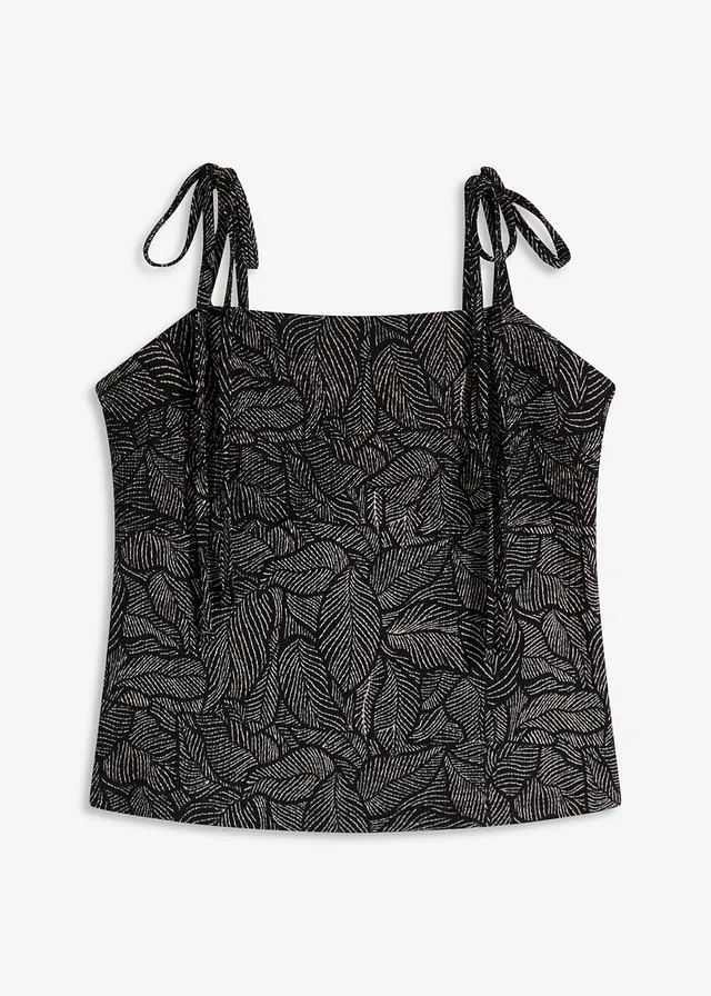 Top en jersey crêpe, Couleur: noir-blanc imprimé