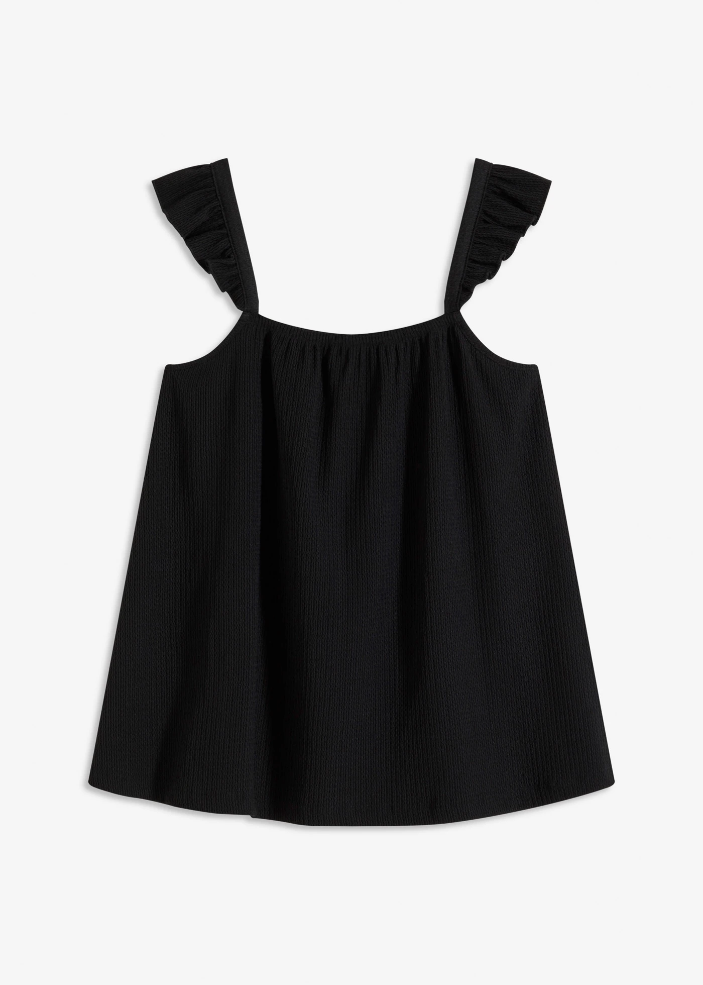 Žerzejový top s volány na ramínkách • černá • bonprix obchod