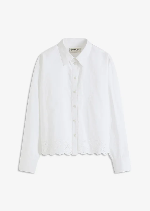 Overhemdblouse van katoen • wit • bonprix online shop