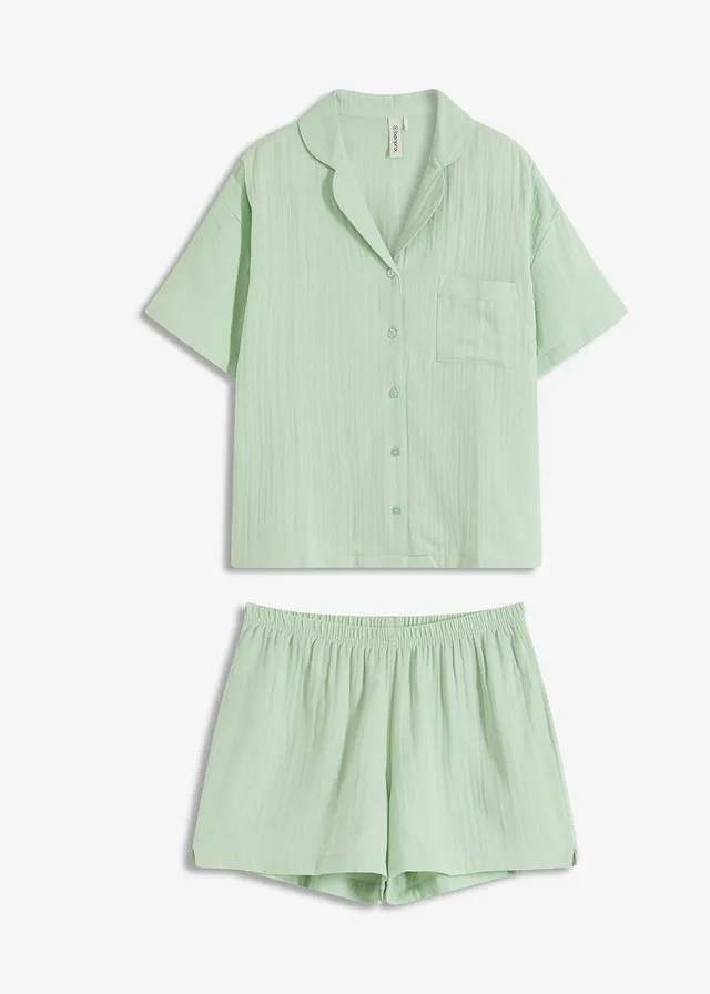 Pijama scurtă din muselină moale, model mai larg