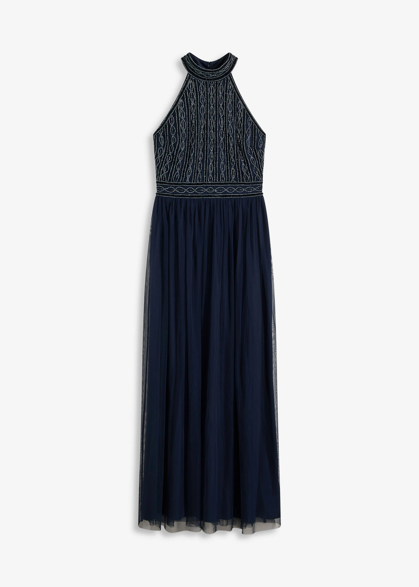 Maxi jurk met kralenborduursel • donkerblauw • bonprix online shop