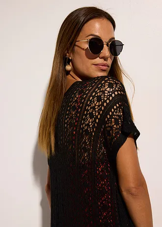 Strandkimono in gehaakte look gemaakt van viscose • zwart • bonprix online shop