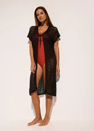 Strandkimono in gehaakte look gemaakt van viscose • zwart • bonprix online shop