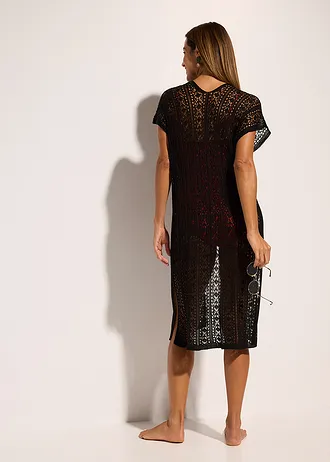 Strandkimono in gehaakte look gemaakt van viscose • zwart • bonprix online shop