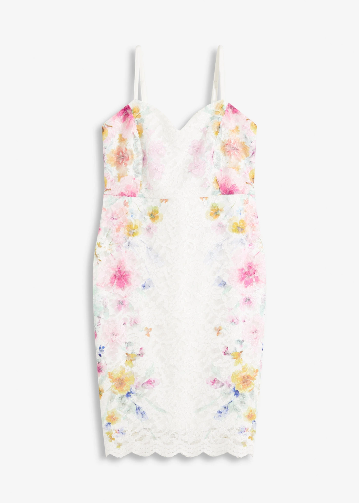 Krajkové šaty na ramínka • bílá s květy • bonprix obchod