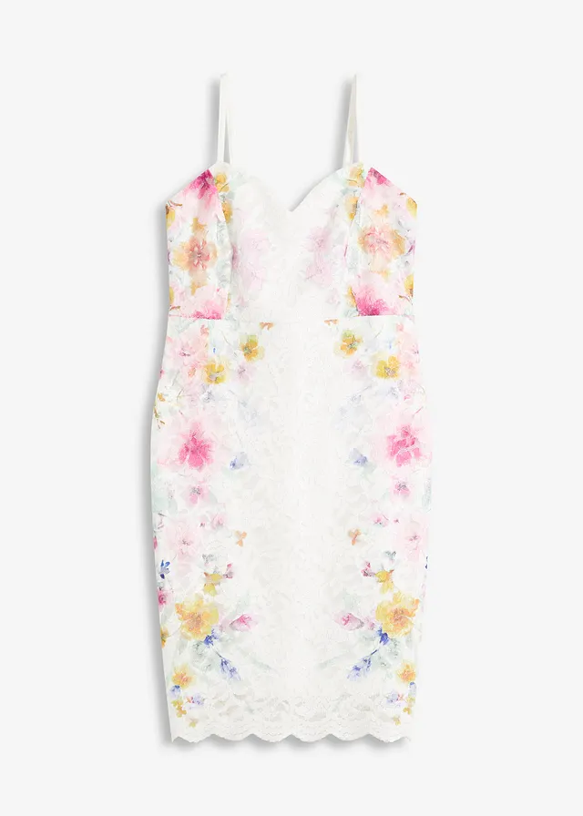 Robe en dentelle à fines bretelles, Couleur: blanc floral