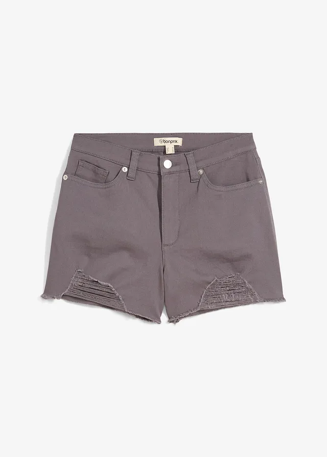 Pantaloni scurți cu talie înaltă, din twill