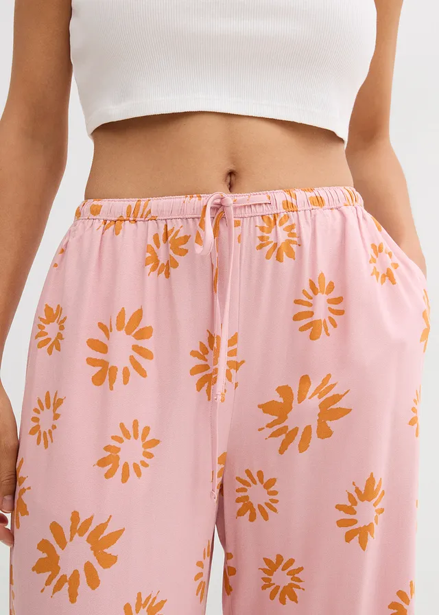 Broek van zachte viscose • asroze/zonnebruin gebloemd • product-page.page-title-suffix