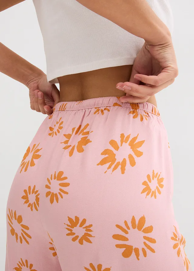 Broek van zachte viscose • asroze/zonnebruin gebloemd • product-page.page-title-suffix