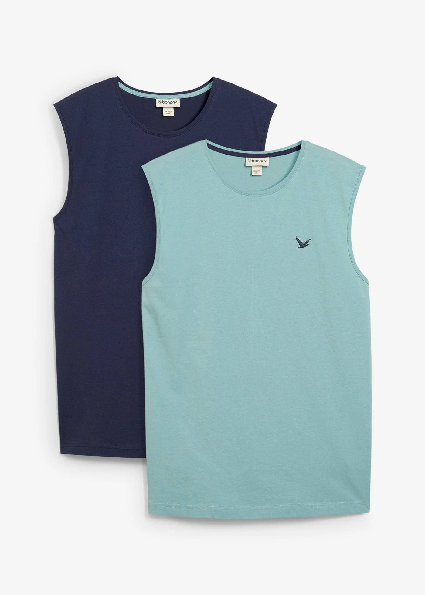 Lot de 2 marcels 100% coton • bleu minéral-bleu foncé • Boutique bonprix