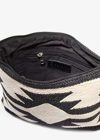 Kabelka Crossbody Canvas, s grafickým vzorom • prírodná béžová/čierna grafická • obchod bonprix