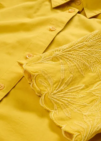 Zkrácená košilová halenka s podílem hedvábí • limetkově kari • bonprix obchod