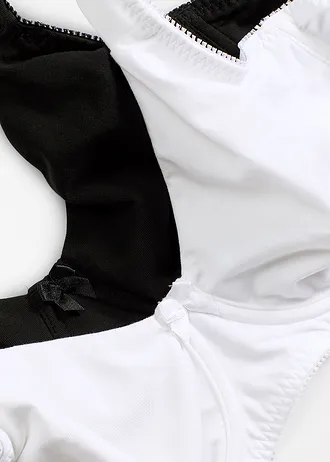 Sutien minimizer invizibil fără armătură, cu bumbac organic (2 buc.) • negru/alb • magazin bonprix