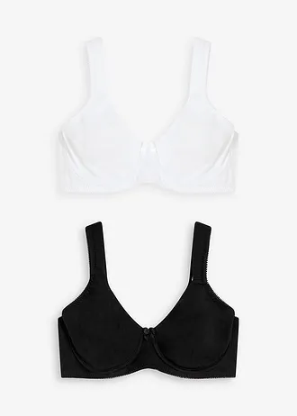Minimizer T-shirt bh met beugels en biologisch katoen (set van 2) • zwart+wit • bonprix online shop