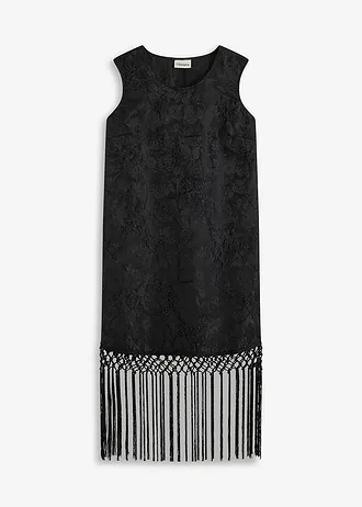 Mini jurk met franjes • zwart • bonprix online shop