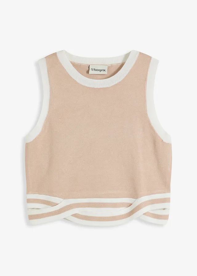 Pletený top s pretočeným lemom