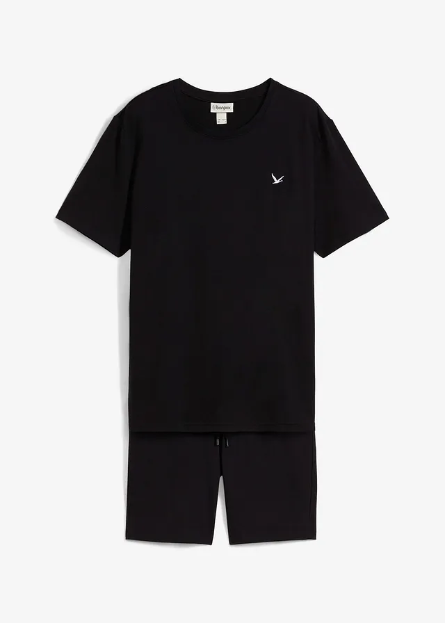 T-shirt + bermudy (2 części) • czarny • sklep bonprix