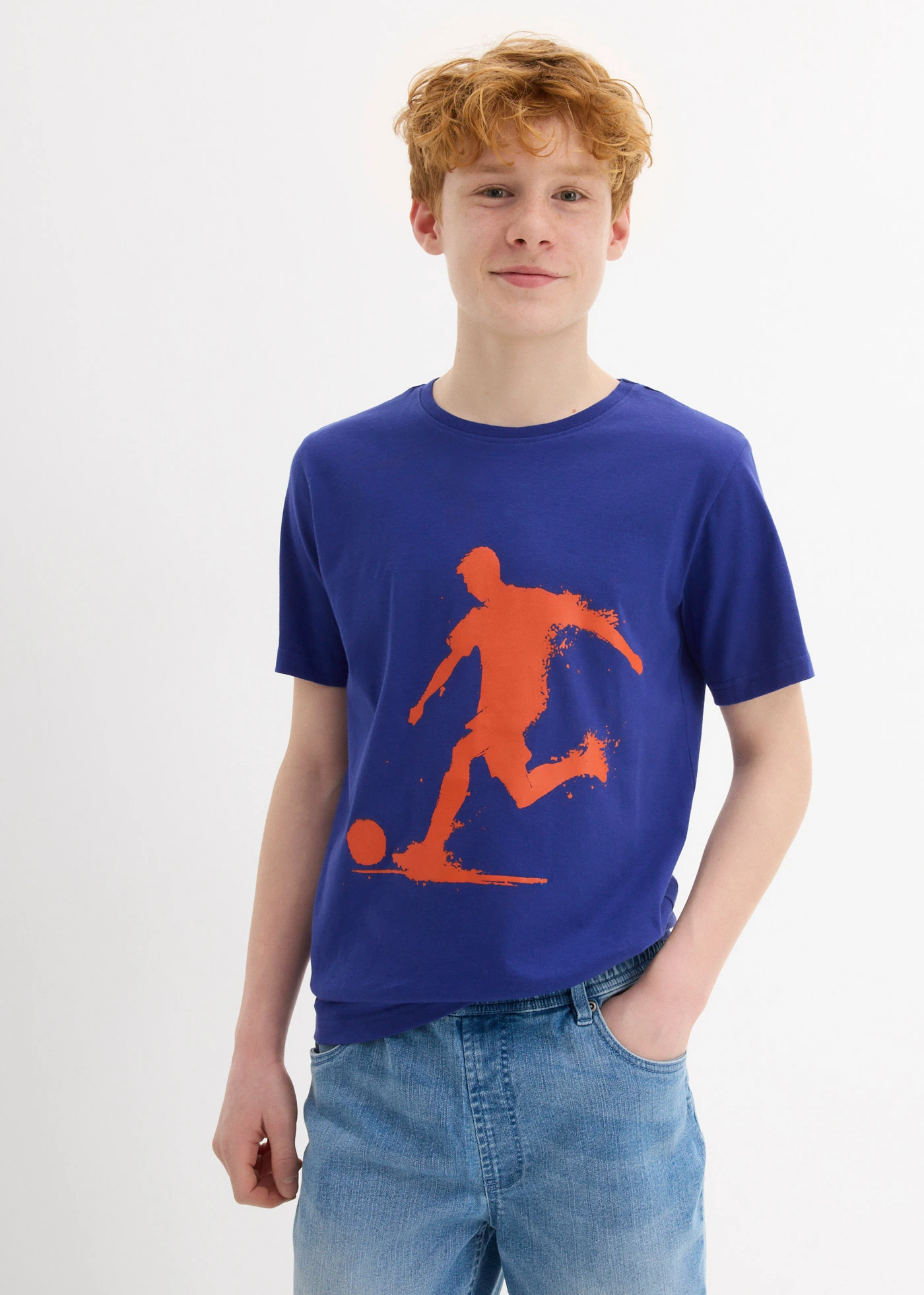 T-shirt van biologisch katoen • saffierblauw met print • bonprix online shop