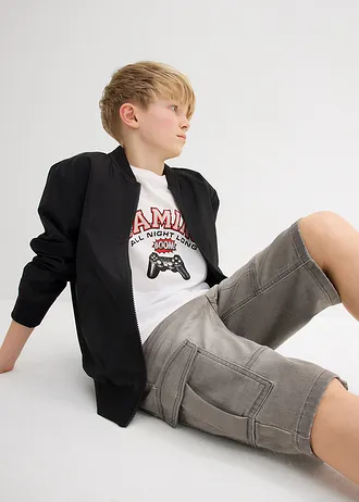 Džínové bermudy z teplákoviny, Regular Fit • světle šedý denim • bonprix obchod