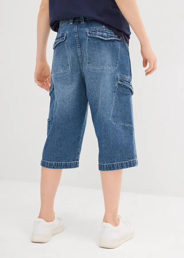 Jeans bermuda van puur katoen, loose fit • middelblauw denim • product-page.page-title-suffix