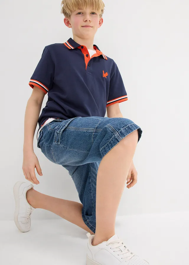 Jeans bermuda van puur katoen, loose fit • middelblauw denim • product-page.page-title-suffix