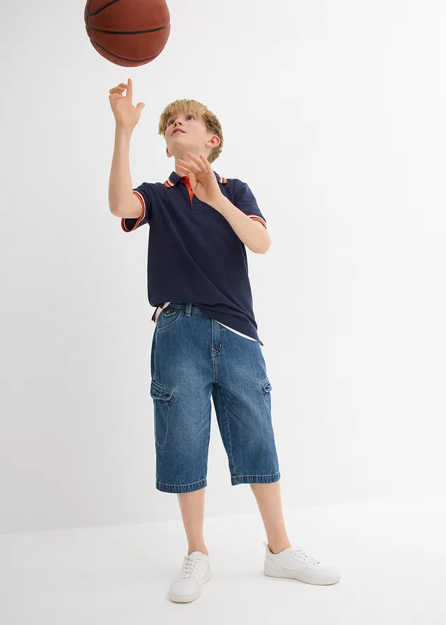 Jeans bermuda van puur katoen, loose fit • middelblauw denim • product-page.page-title-suffix