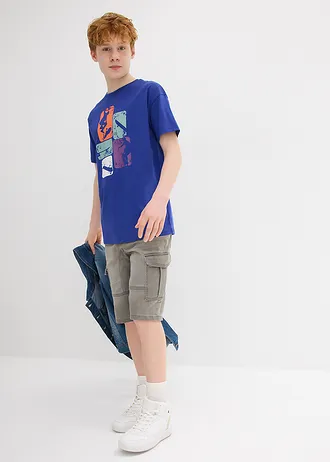 T-shirt z czystej bawełny organicznej • niebieski szafirowy z nadrukiem • sklep bonprix