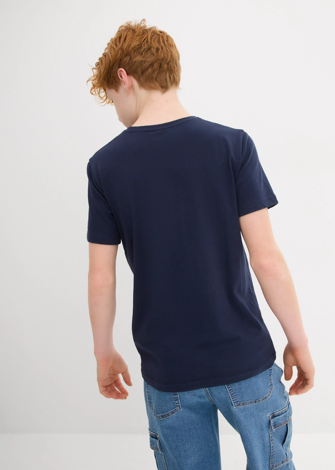 Tricou din bumbac 100% (set/3 buc.) • bleumarin+albastru jeans+albastru perlat • magazin bonprix