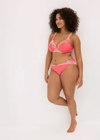 Lot de 2 slips à dentelle fine, Couleur: rose paradis floral + rose paradis