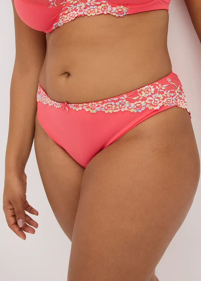 Slip met elegant kant (set van 2), Kleur: paradijspink gebloemd+paradijspink