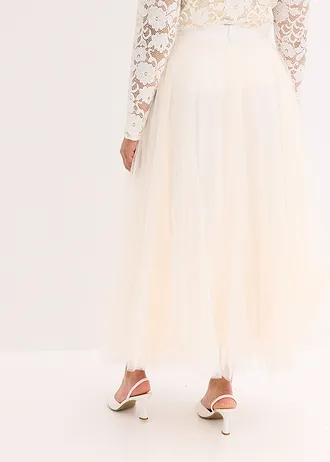 Maxi sukně z něžného tylu, barva: bílo-šampaňská
