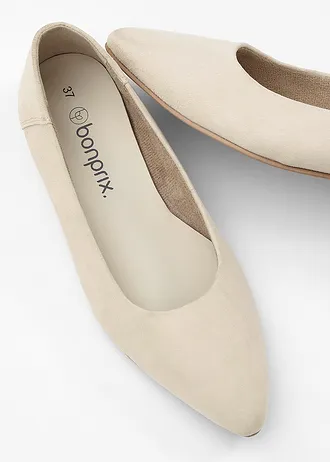 Leren ballerina's • lichtsand • bonprix online shop