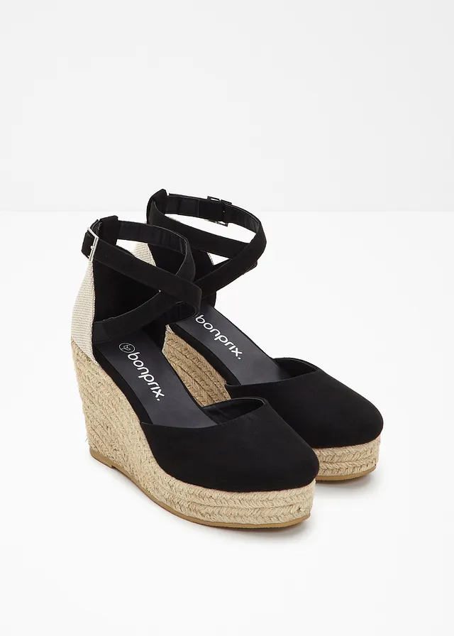 Sandales compensées, Couleur: noir