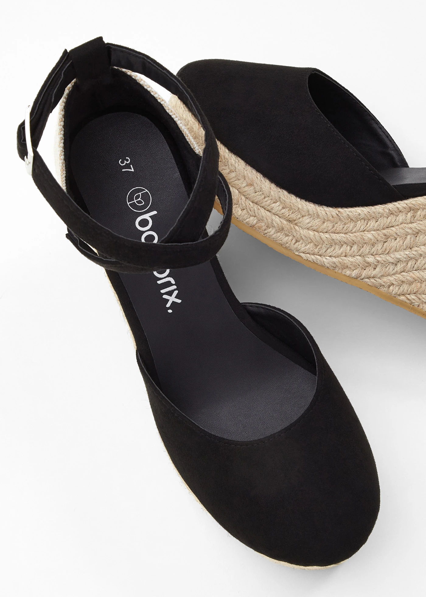 Sandały na koturnie z plecionki • czarny • sklep bonprix