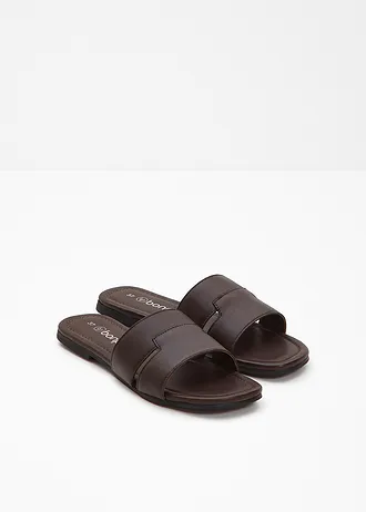Slippers van leer • donkerbruin • bonprix online shop