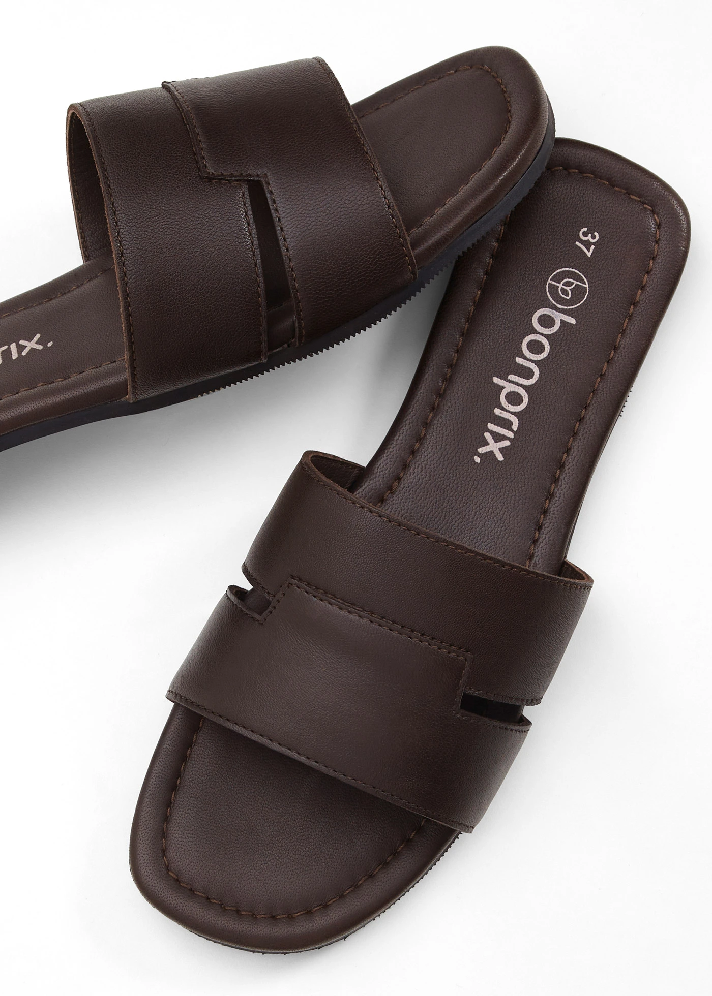 Slippers van leer • donkerbruin • bonprix online shop