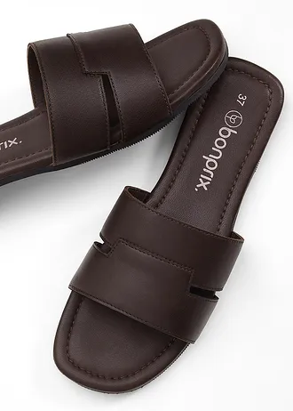 Slippers van leer • donkerbruin • bonprix online shop