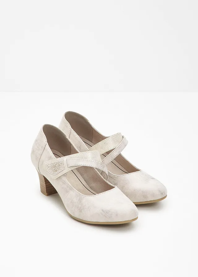 Jana strappy pumps in comfortabele wijdte, Kleur: beige-goudkleur