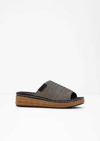 Rieker slippers met sleehak, Kleur: zwart