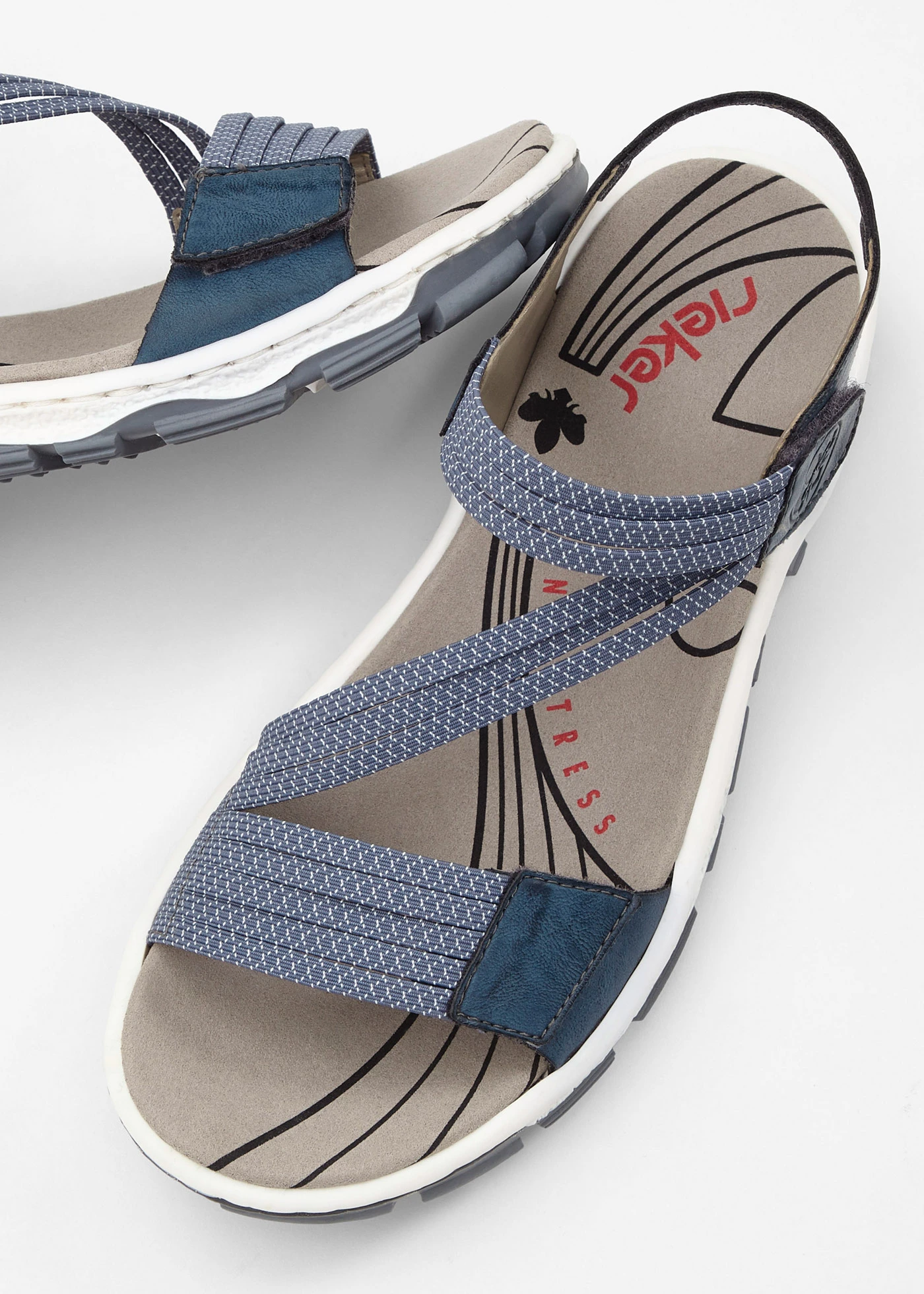 Rieker Komfort-wandelsandalen met elastische bandjes • blauw • bonprix online shop