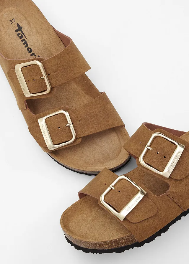 Mules Tamaris en cuir, Couleur: cognac