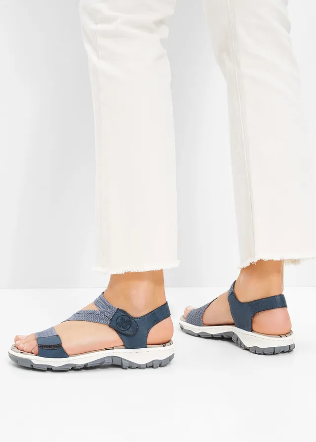 Rieker Komfort-wandelsandalen met elastische bandjes, Kleur: blauw