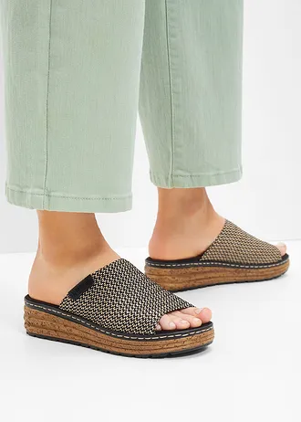 Pantofle na klínku značky Rieker • černá • bonprix obchod