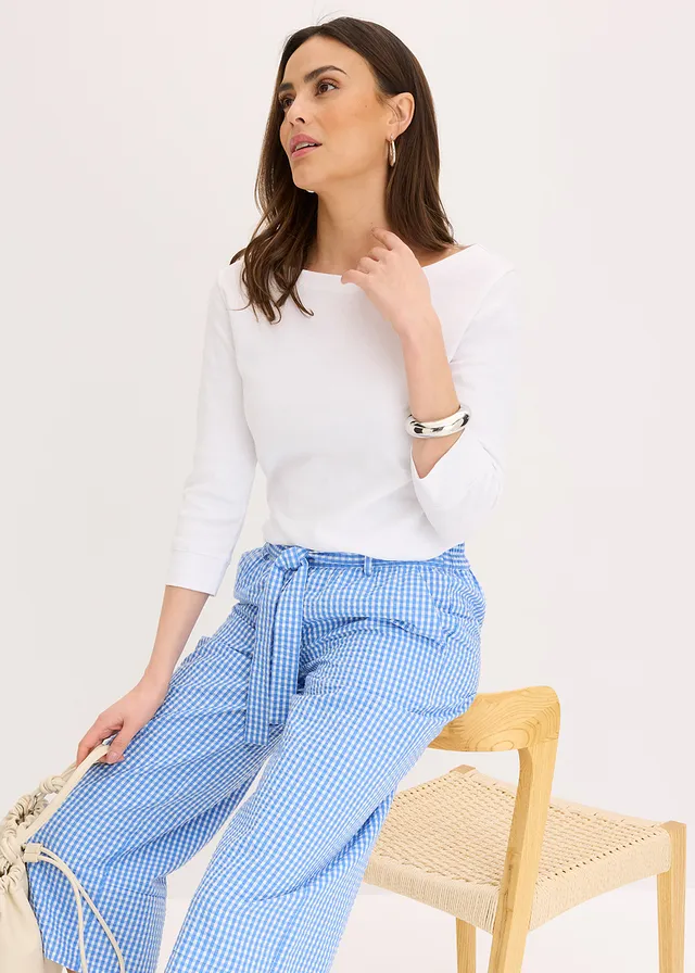 Pantalon à imprimé Vichy • écru/bleu moyen carreaux • product-page.page-title-suffix