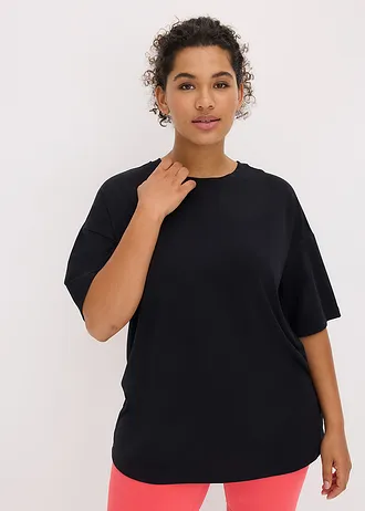 Oversize sportovní triko s bavlnou, rychleschnoucí, barva: černá