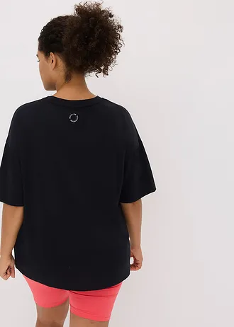 Oversize sportovní triko s bavlnou, rychleschnoucí, barva: černá